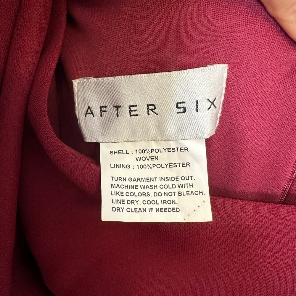 After Six Burgundy Bow One Shoulder Gown - Picture 4 of 8